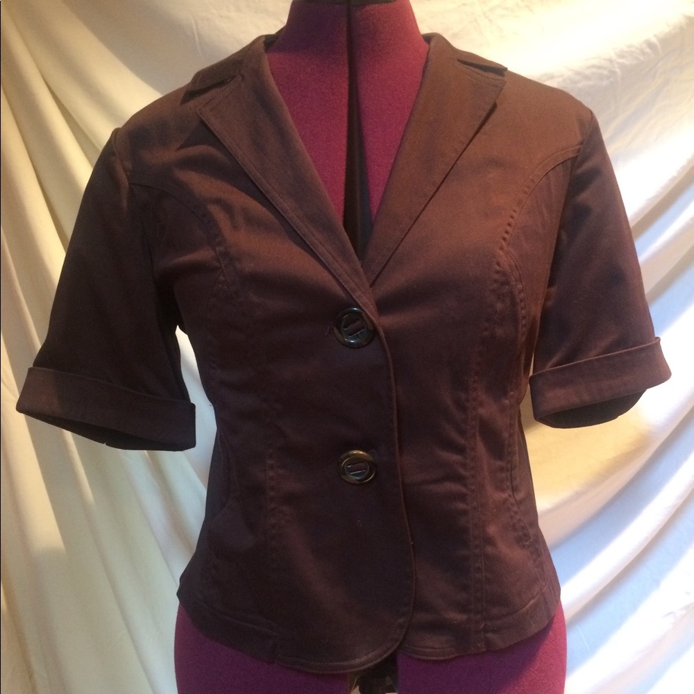 ColdWater Creek waist length short sleeve brown jacket Size 12P